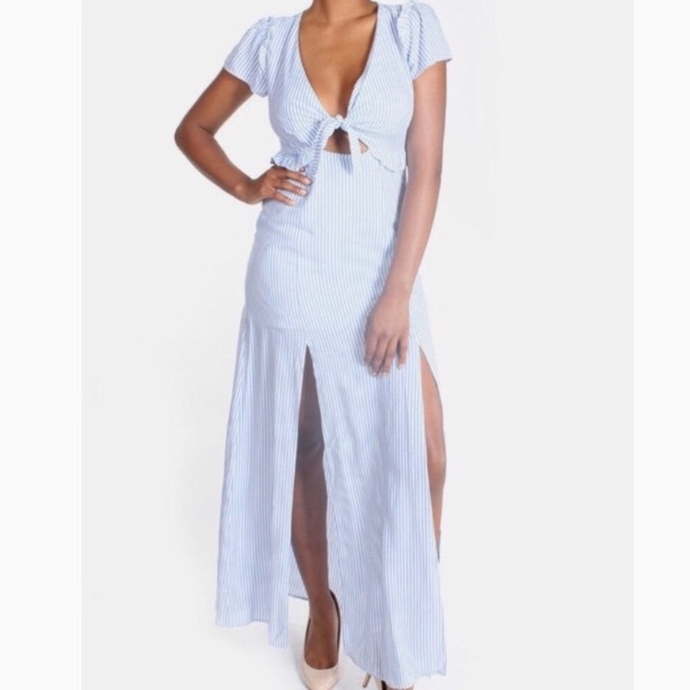 Cotton Candy LA Boho stripped blue cut out maxi